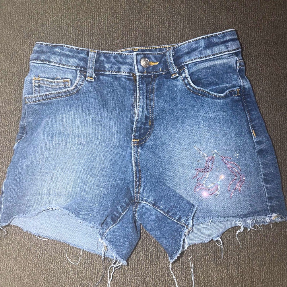 Jumping Beans Girls Blue Denim Cut-Off Shorts Size 10 Pockets Light Wash Zip